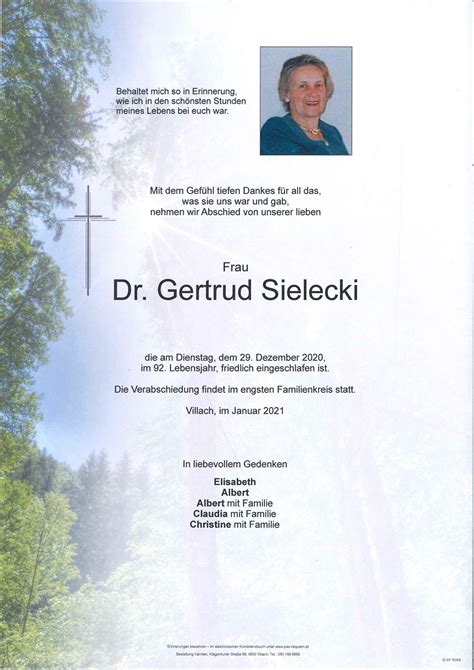 Parte F R Dr Gertrud Sielecki Pax Requiem