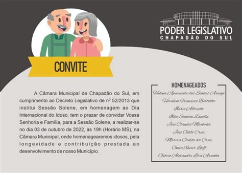 SESSÃO SOLENE homenageia idosos no Dia Internacional da categoria hoje