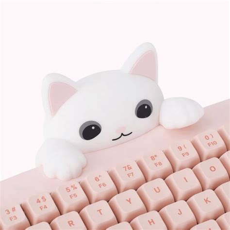 Kawaii Cat-Shaped Pink Wireless Bluetooth Mechanical Keyboard - Kawaii ...