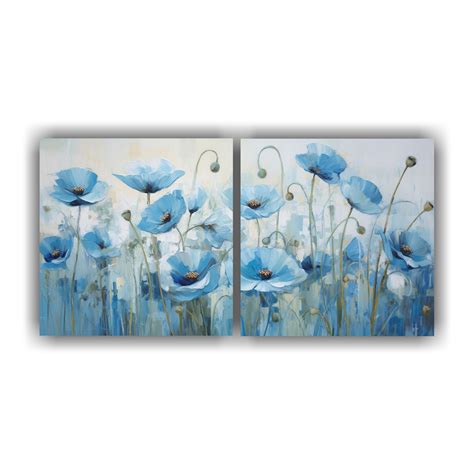 Cuadro De Amapolas Azules En Lienzo DecoCuadros