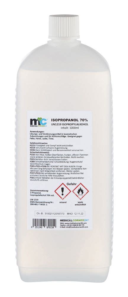 Isopropanol 70 Isopropyl Alcohol 3 X 1 Litre Bottle