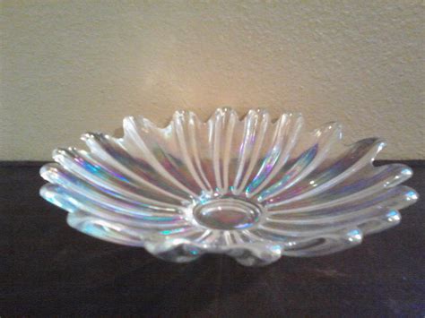 Vintage Iridescent Clear Carnival Glass 11 12 By Decadesdownhome