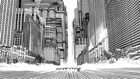 drawing, monochrome, manga, skyscraper, metropolis, Akira, Monochrome Factor, katsuhiro otomo ...