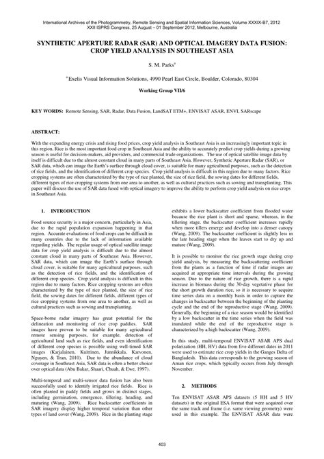 Pdf Synthetic Aperture Radar Sar And Optical Imagery Data Fusion