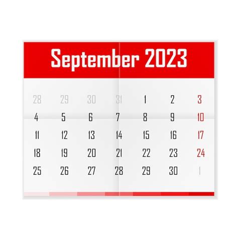 Calendario Septiembre 2023 Vector Premium