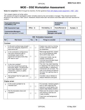 Fillable Online MOD DSE Workstation Assessment Form 5013 Fax Email