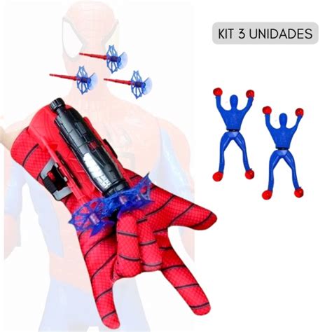 Kit Bonecos Homem Geleca Gruda Na Parede Luva Homem Aranha Lan A