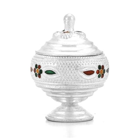 Pure Silver Haldi Kumkum Box For Women Silver Palace