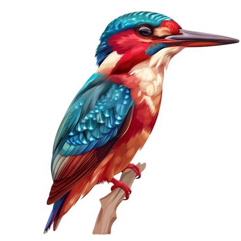 Premium Photo Vibrant Kingfisher Bird Illustration On White