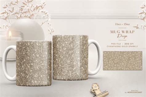 Mug Sublimation Sparkling Champagne Gold Graphic By Digital