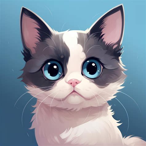 Premium AI Image | Cute cat face Cartoon cat drawing anime style Anime cat