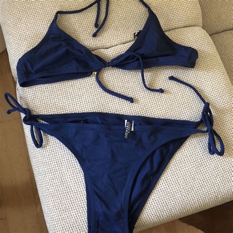 LAURA URBINATI Bikini Triangolo BLU Usato Depop