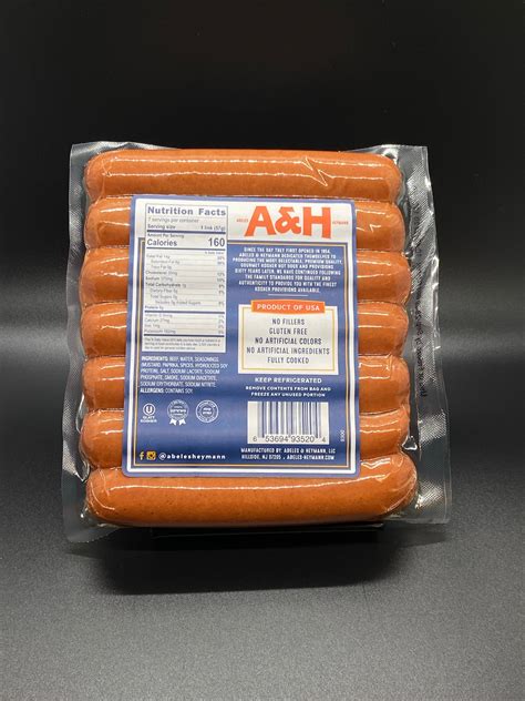 A And H All Beef Kosher Hot Dogs 14 Oz Shop Abeles Heymann