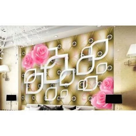 PVC Floral 3D Wallpaper Packaging Type Roll Size 57 Sq Ft Roll