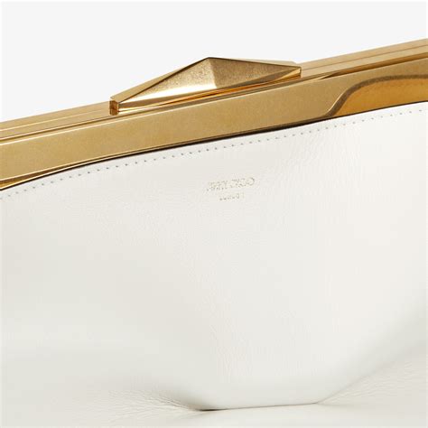 Diamond Frame Clutch Latte Soft Calf Leather Clutch Bag With Chain