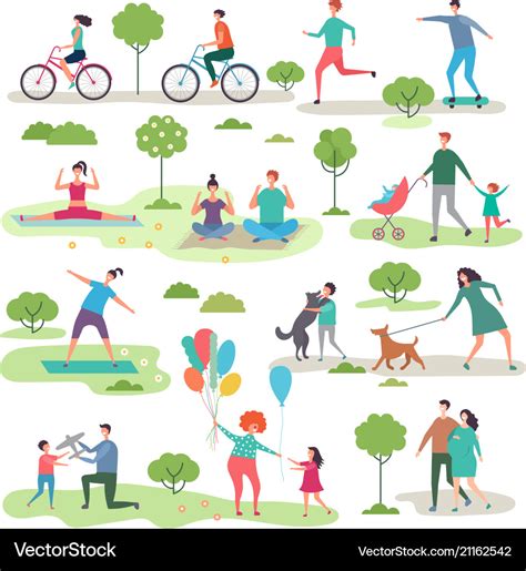 Various outdoor activities in the urban park Vector Image