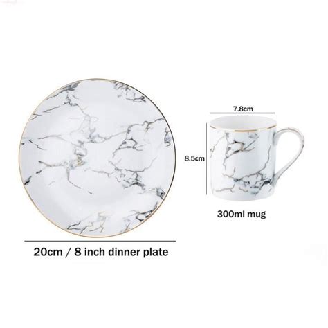 Assiette Vaisselle en grès marbré tasse en céramique dorée assiette à