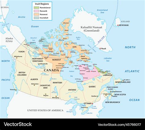 Map of inuit communities in northern canada Vector Image