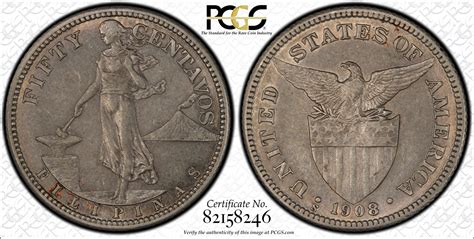 Michael Kittle Rare Coins 1908 S Us Philippines 50 Centavos Pcgs Au50