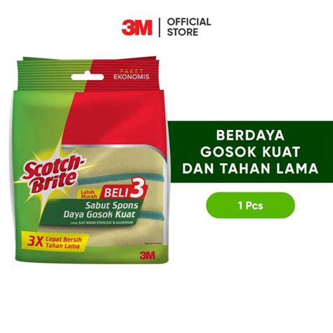 Jual 3M Scotch Brite Sabut Spons Cuci Piring Daya Gosok Kuat Anti