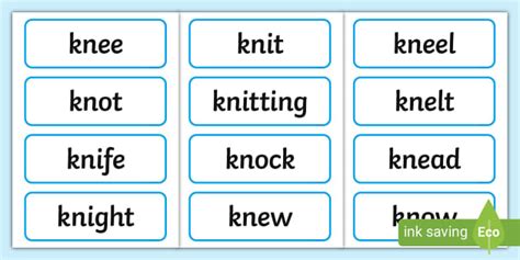 Kn Word Cards Teacher Made Twinkl