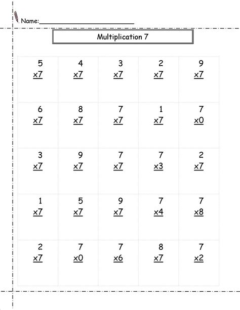 Worksheets 7 Times Table