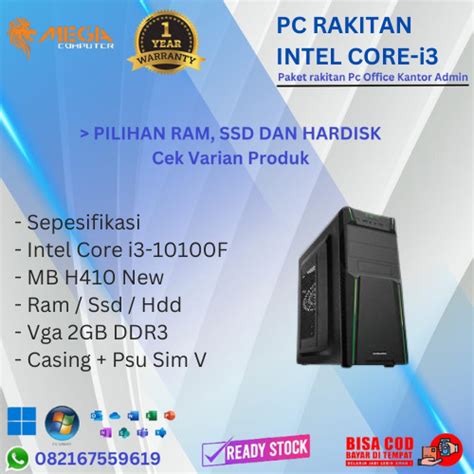 Jual Pc Rakitan Core I F Office Siap Pakai Ram Ssd Hdd Cek