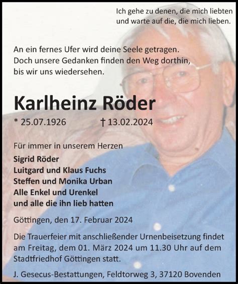 Traueranzeigen Von Karlheinz R Der Trauer Anzeigen De