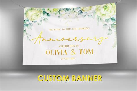 Happy Anniversary Banner, Anniversary Party Custom Banner, Wedding ...