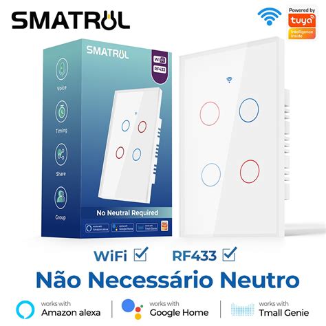 SMATRUL Tuya Wifi Interruptor De Parede Inteligente RF433MHz Sem