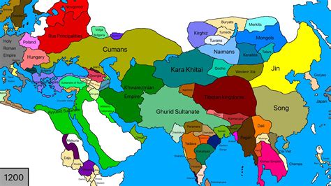 Map of Eurasia in 1200 : r/MapPorn