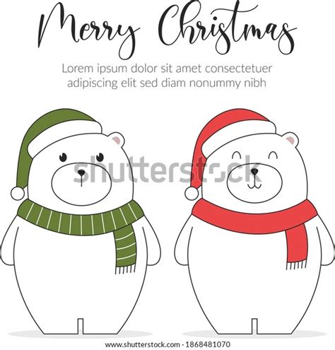 Merry Christmas Card Polar Bears Stock Vector Royalty Free 1868481070