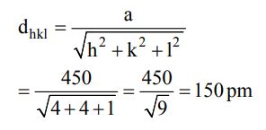 The inter-planar spacing between the (2 2 1) planes of a cubic lattice ...