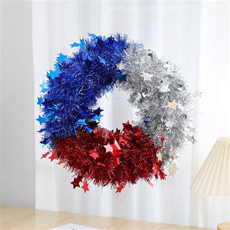 Holloyiver 15 7 Inch Patriotic American Wreath 4th Of July Independence