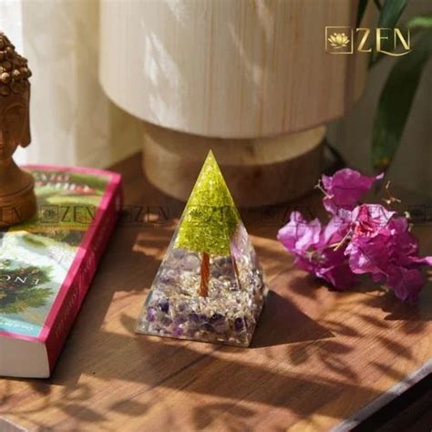 Amethyst And Peridot Tree Of Life Orgone Pyramid At Rs