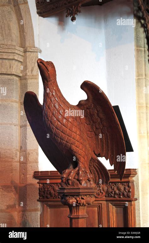 A Carved Wooden Lectern In The Church Of St Martin At Glandford