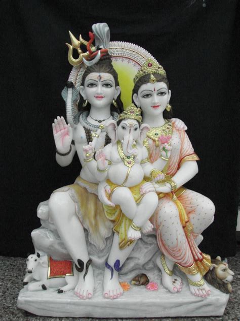 Painted Hindu Marble Shiv Parvati Statue For Worship Size Min