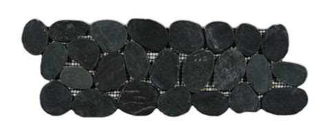 Hand Made Pebble Tile Sliced Charcoal Black Border 4x12 Use For Mosaics