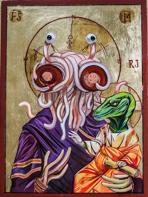 Flying Spaghetti Monster Pastafarian Art Original Handmade Or Print