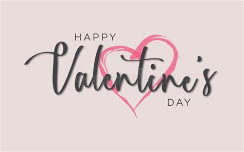 Happy Valentine`s Day Typography With Handwritten Calligraphy Stock