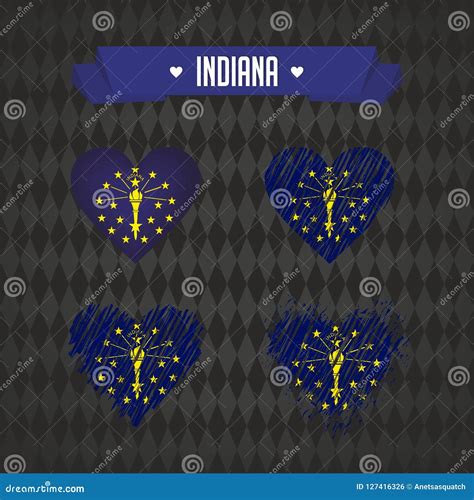 Indiana USA Heart Flag. IN US Love Shape State Flag. Hoosier United ...