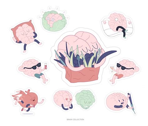 Premium Vector Brain Sticker Feed And Leisure Printable Set