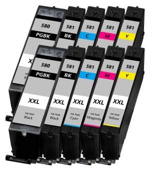 10x Alternativ Canon Patronen Im Set PGI 580 XXL CLI 581 XXL HD Toner At