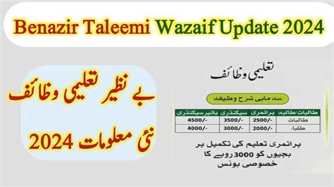 Benazir Taleemi Wazaif Check Online Registration One N Bisp