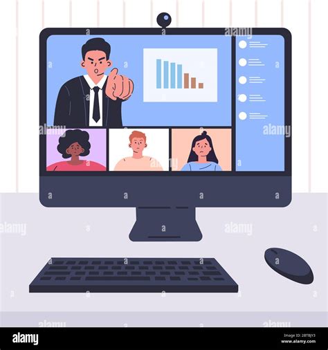 Video Conference Illustration Online Meeting Stock Vector Image Art