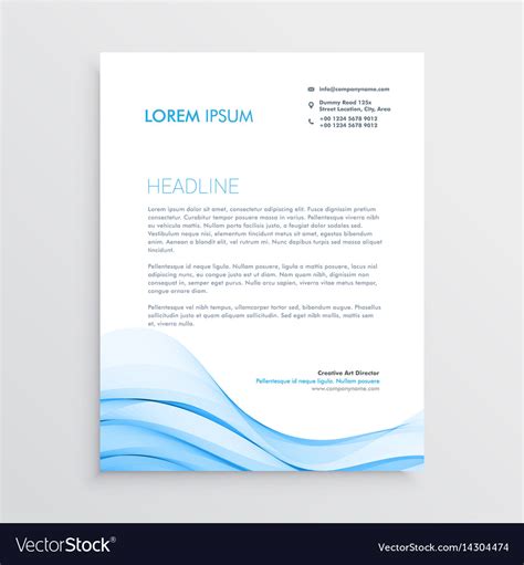 Blue Letterhead Design In Wave Style Royalty Free Vector