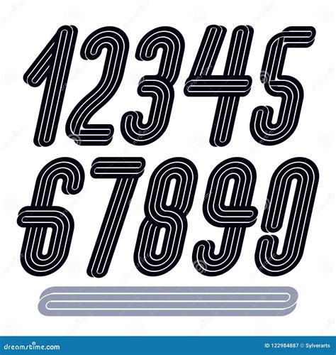 Funky Tall Condensed Numbers Collection Vector Numeration Made