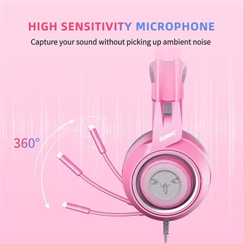 SOMIC G951S - Pink Cat Ear Wired Gaming Headset with Microphone | Pink ...