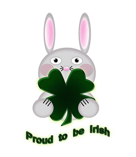 Cute St Patricks Day Bunny Proud To Be Irish Digital Art By Shelley