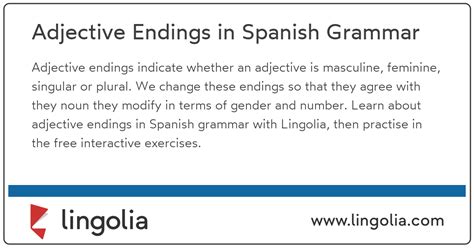 adjective endings  spanish grammar